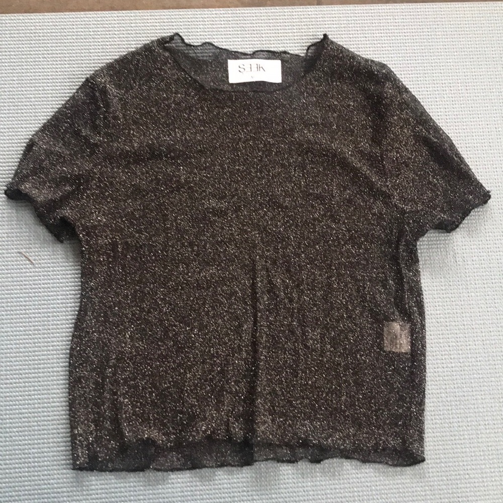 See thru mesh glitter top